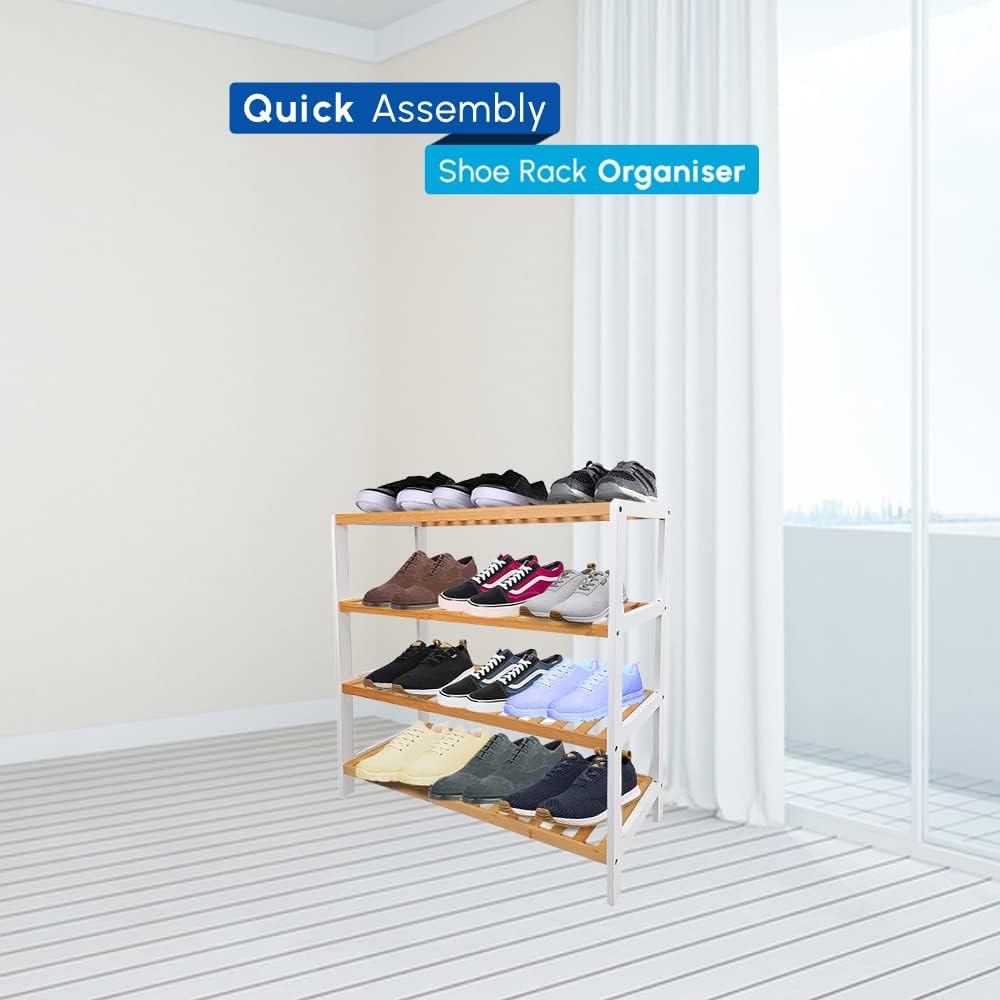Tier Bamboo Shoe Rack Natural White