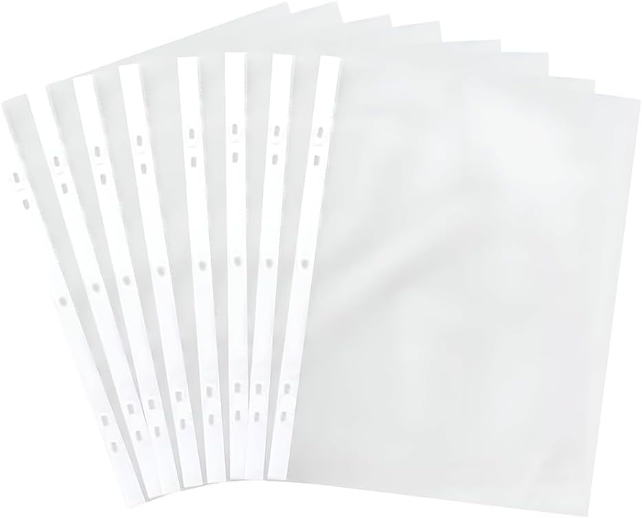A5 Plastic Wallets Strong Glass Clear Punched Ring Binder Poly Pockets