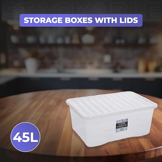Size of 45 litre 3 Pack Storage Boxes with Lids