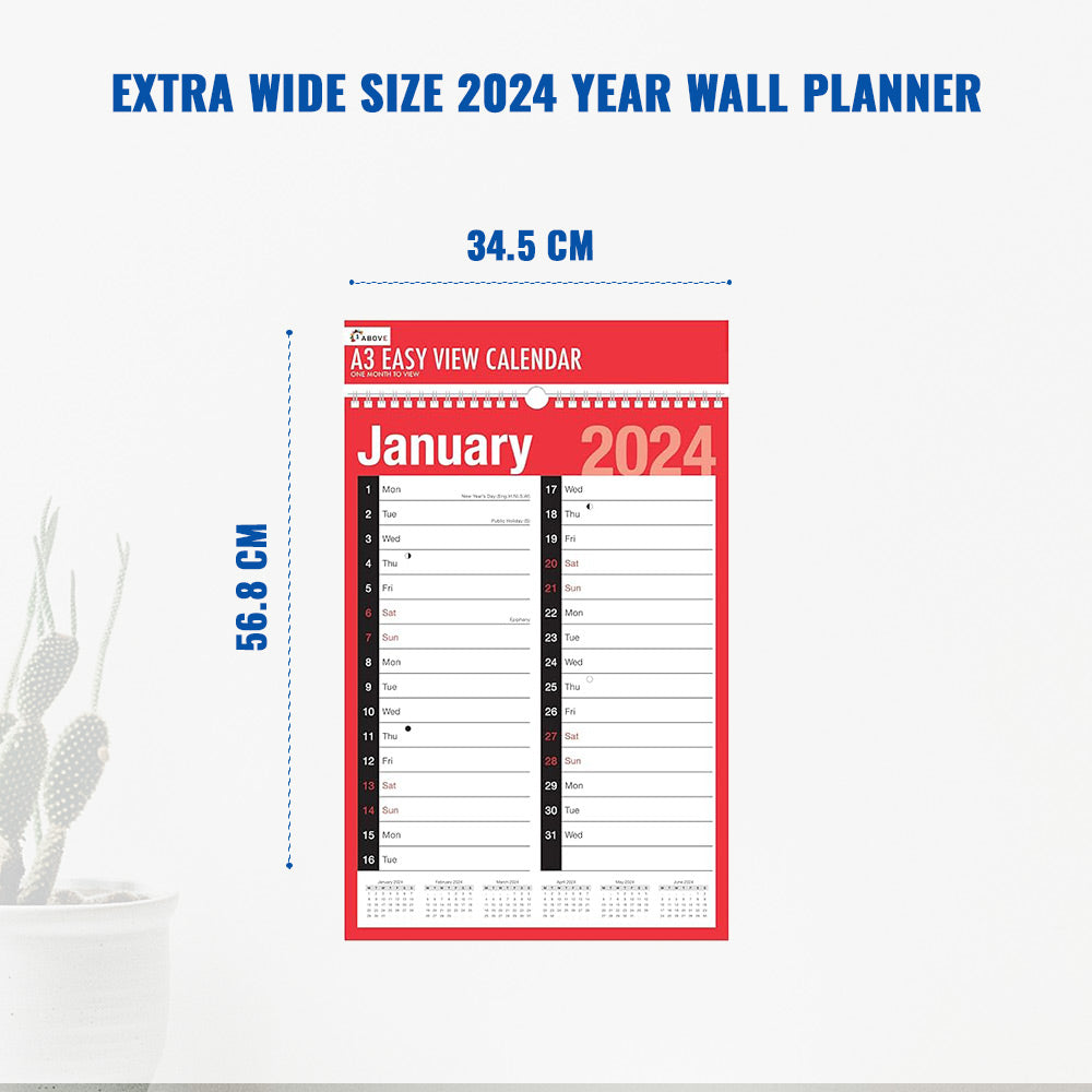 A3 Month to View Calendar