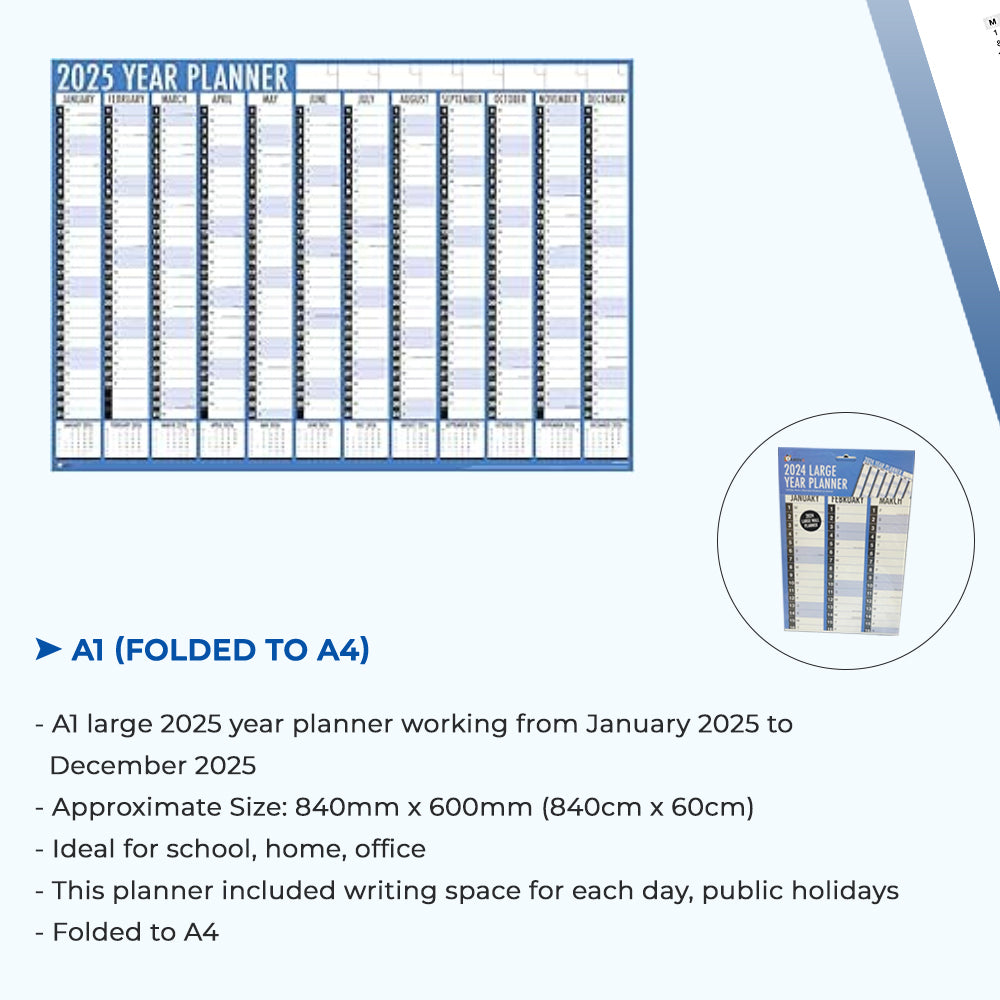 2025 A1 Large Wall Planners - Blue