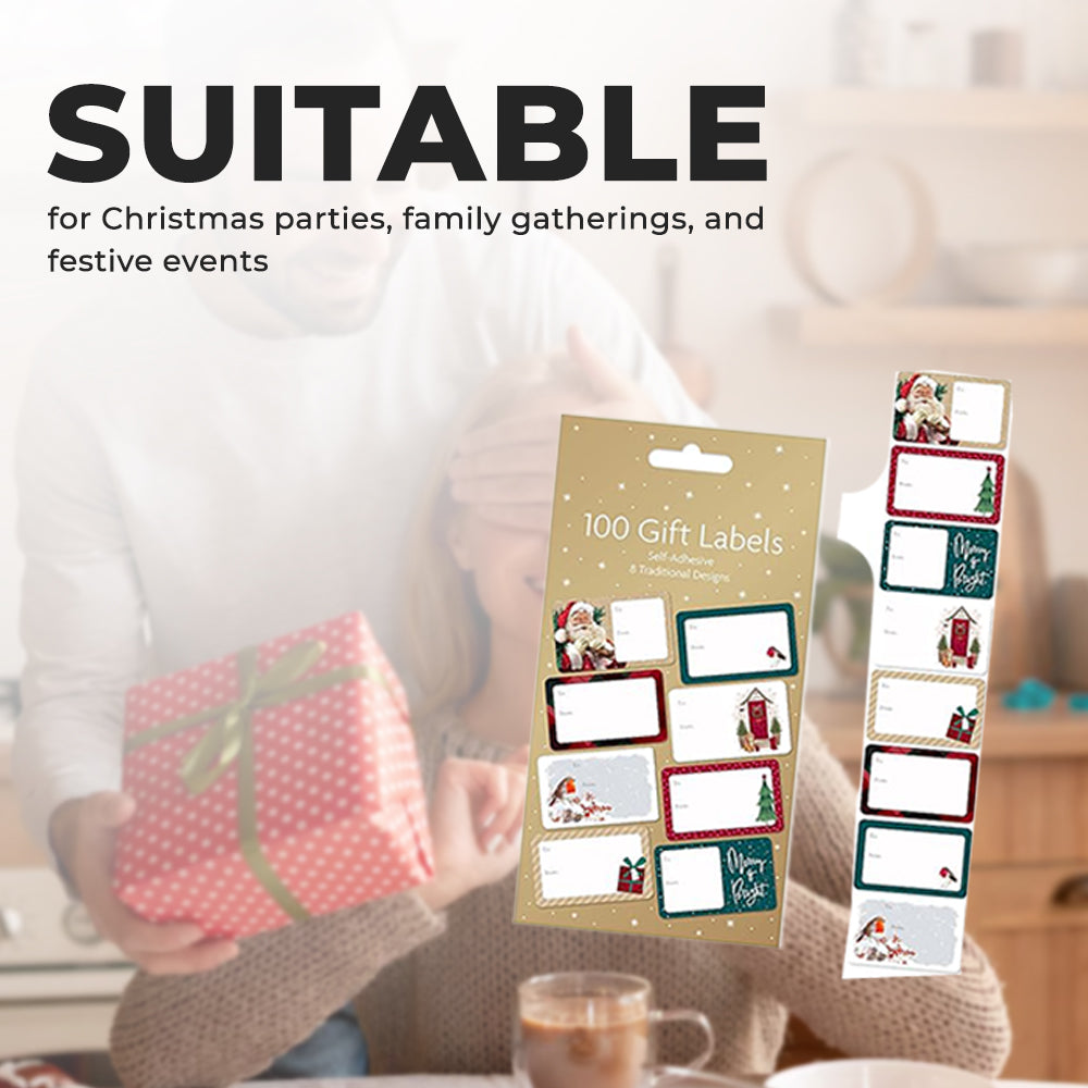 Self-Adhesive Christmas Present Labels