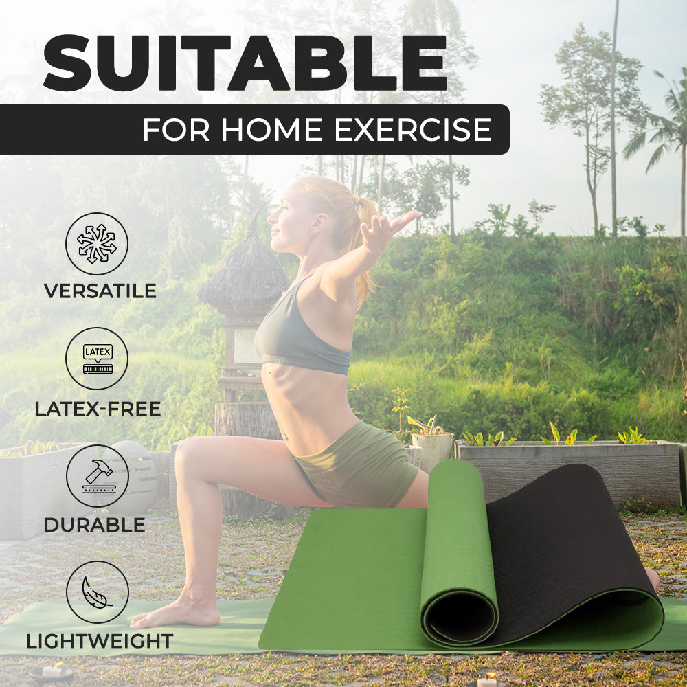 Suitable Green & Black TPE Yoga & Fitness Mat