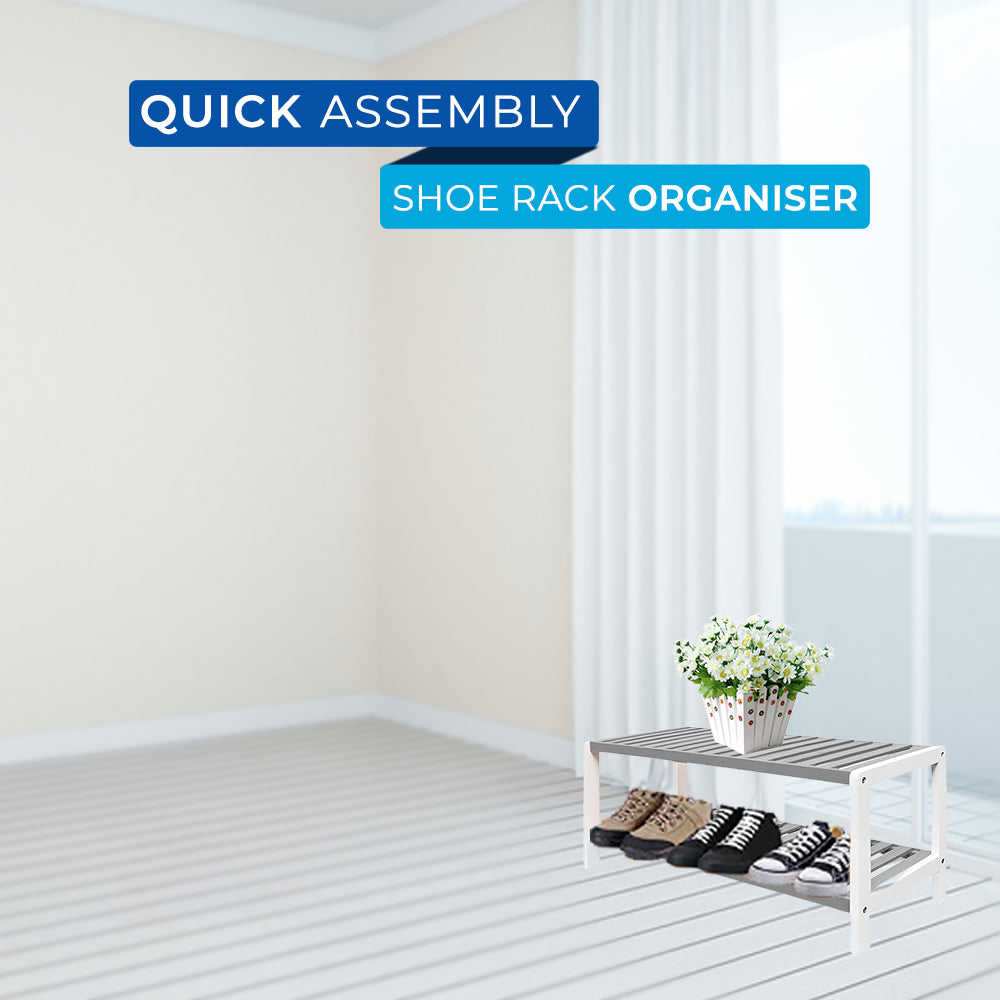 2 Tier Bamboo Shoe Rack and Plant Stand