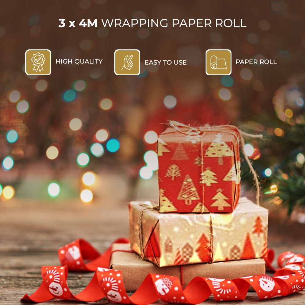 4M Red Wrapping Paper Roll 