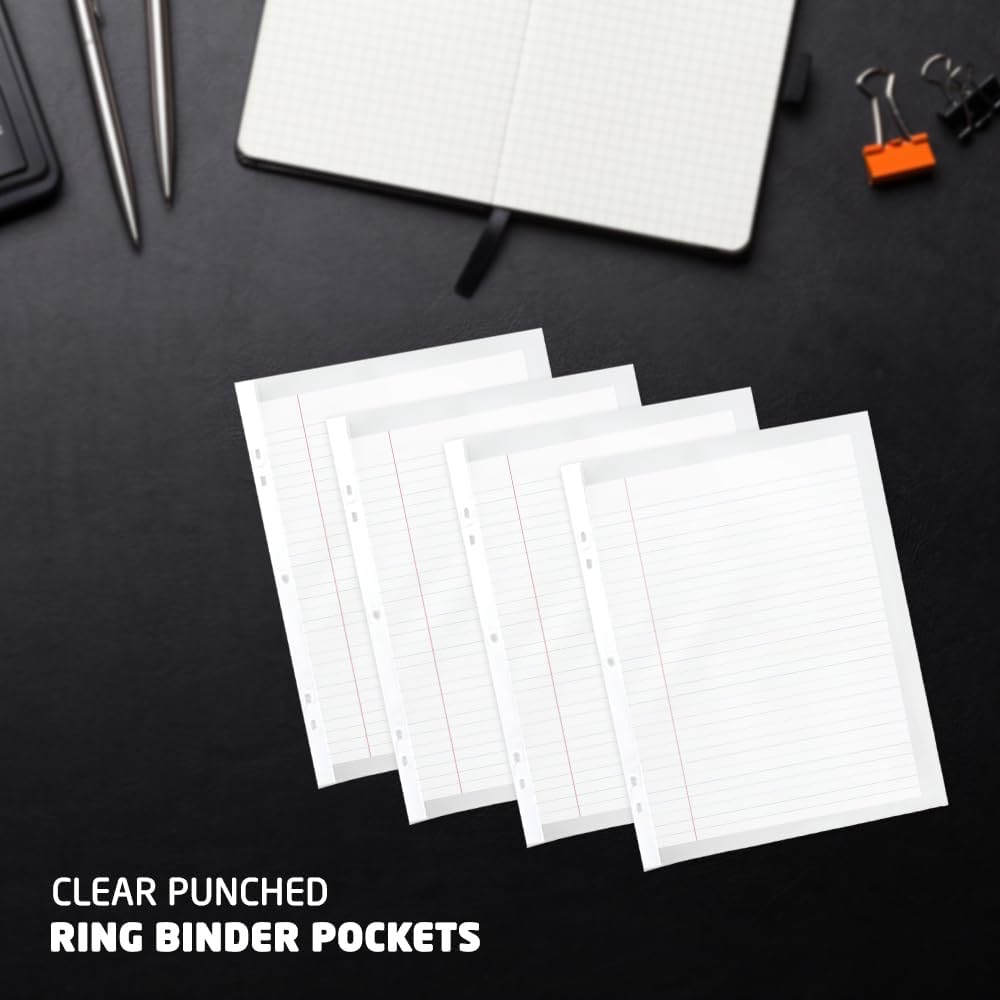 A5 Plastic Wallets Strong Glass Clear Punched Ring Binder Poly Pockets