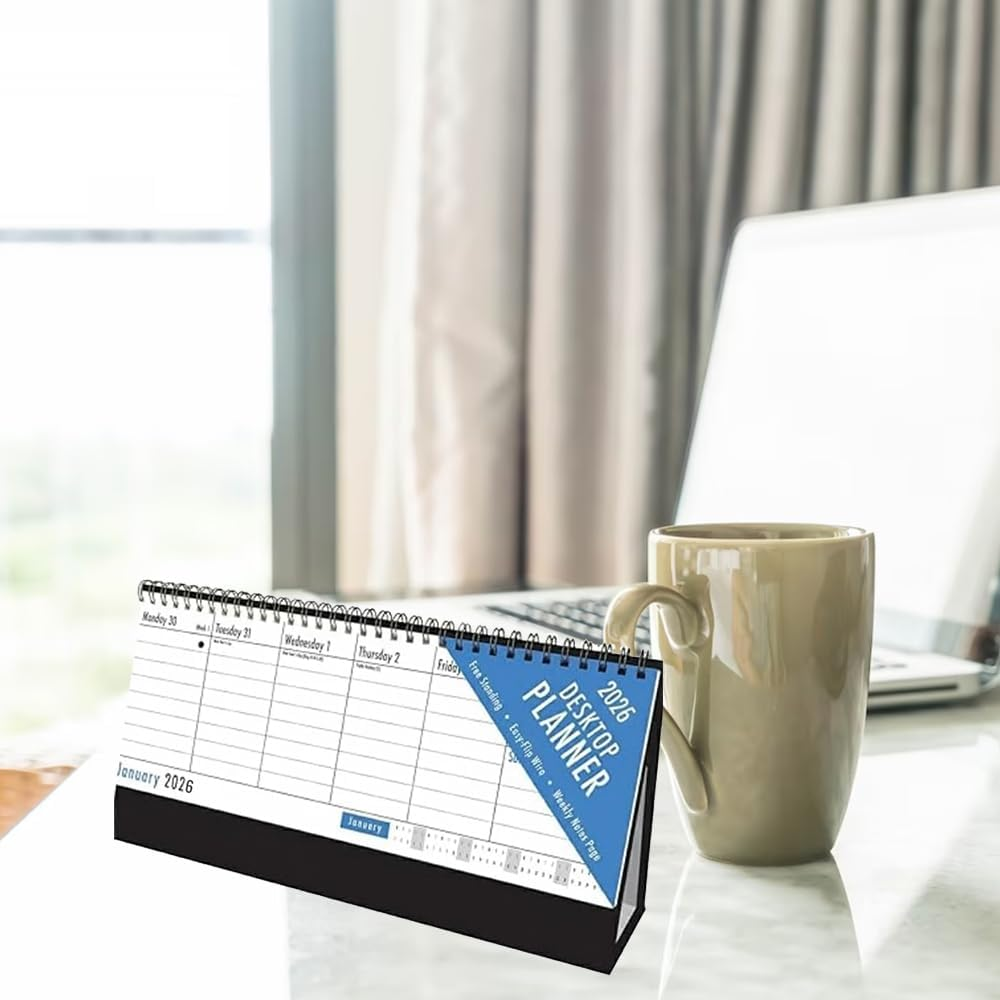 2026 Blue and Black Desktop Flip Calendar