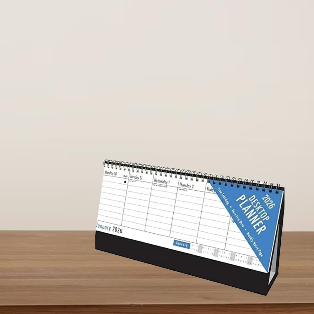 2026 Blue and Black Desktop Flip Calendar