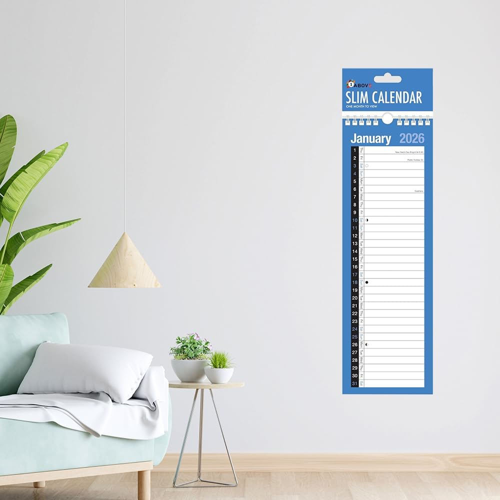 2026 Slim Calendar Wall Planner