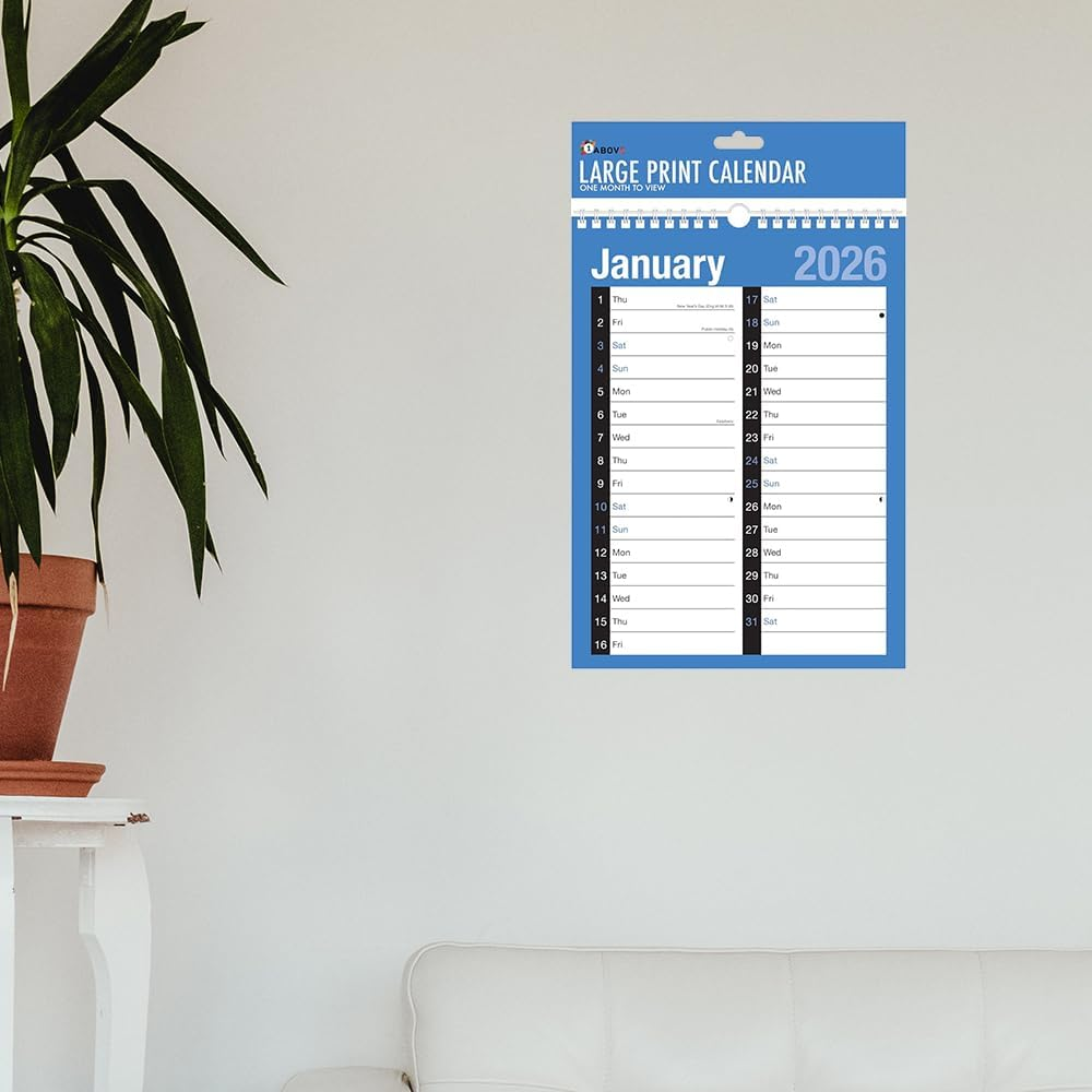 2026 A4 Month to View Calendar