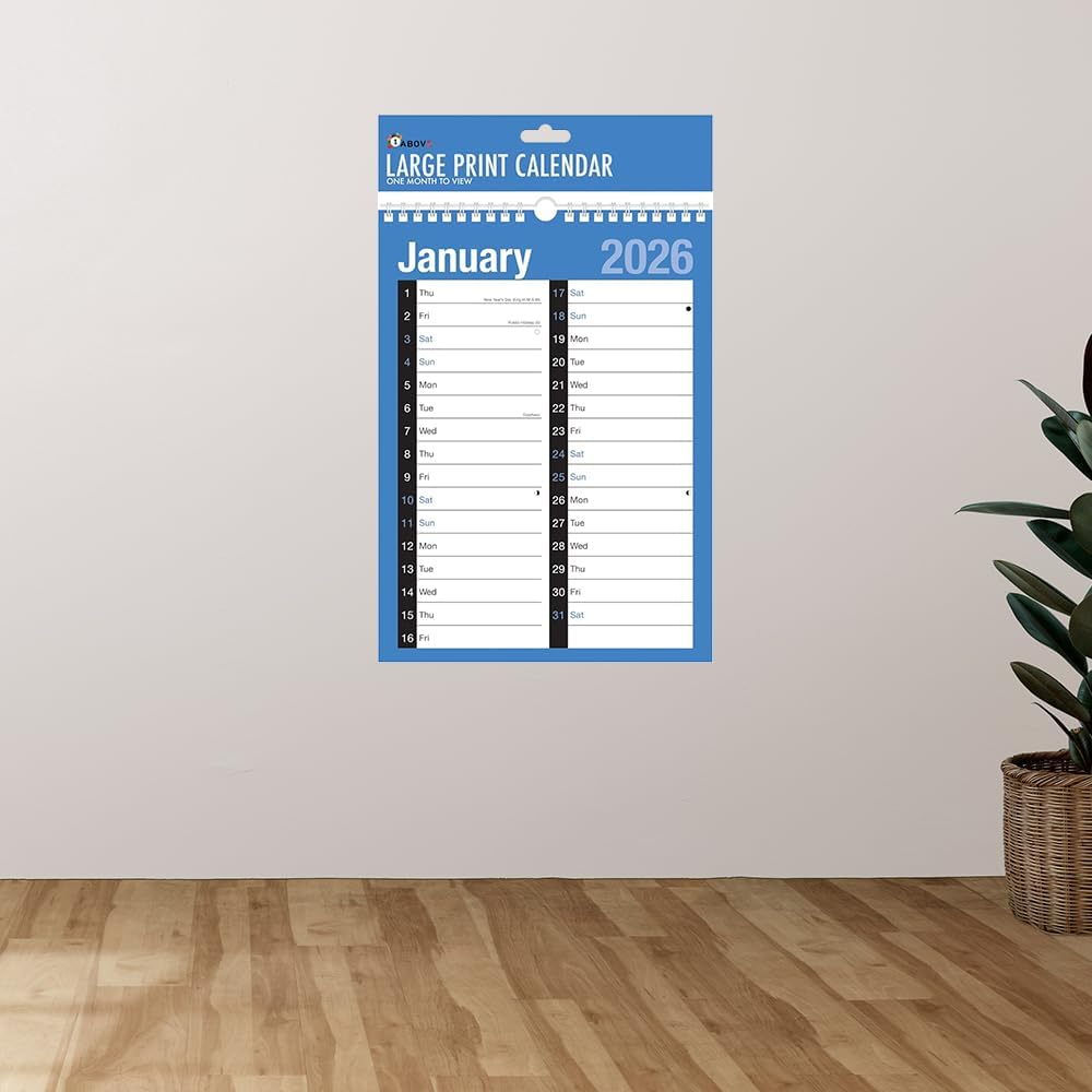 2026 A4 Month to View Calendar