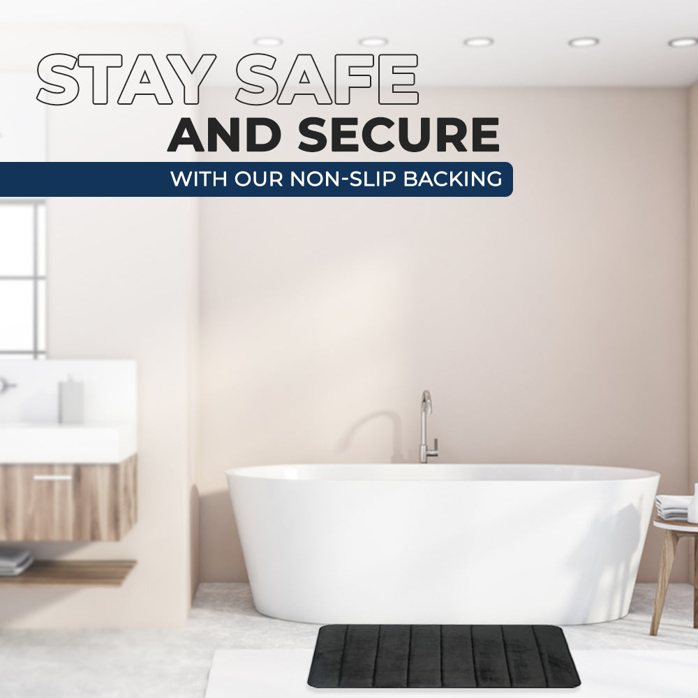 Dark Grey Non Slip Bath Mat Set 