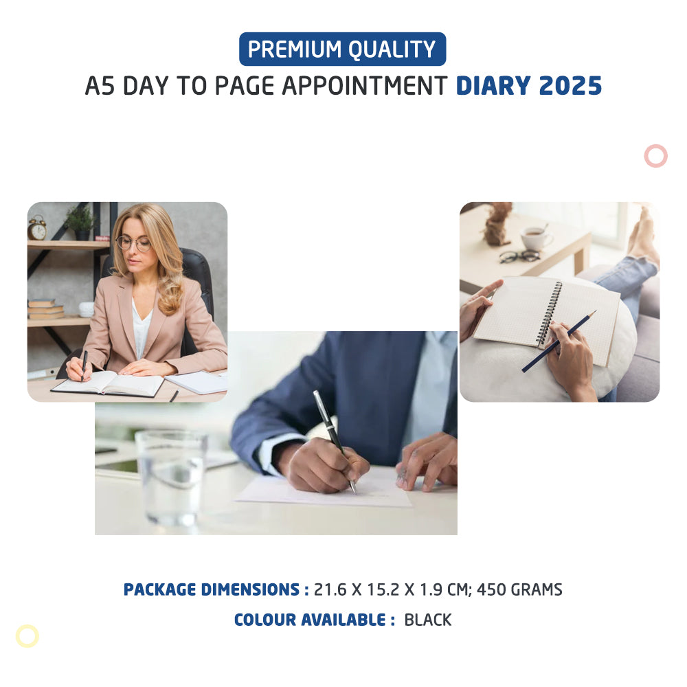 2025 A5 Day to Page Appointment Diary