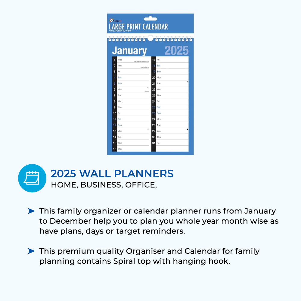 2025 Blue and Black Desktop Flip Calendar
