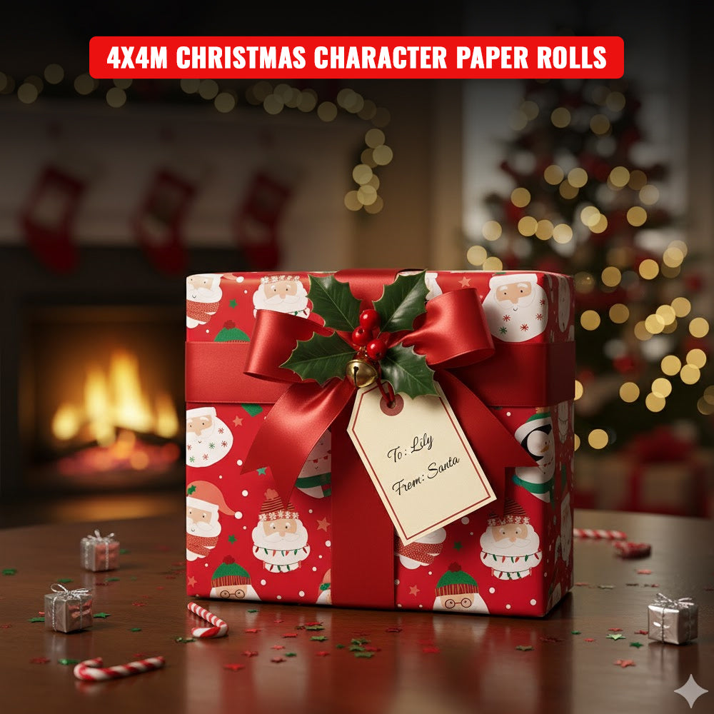 Cute Christmas Character Gift Wrapping Paper Roll