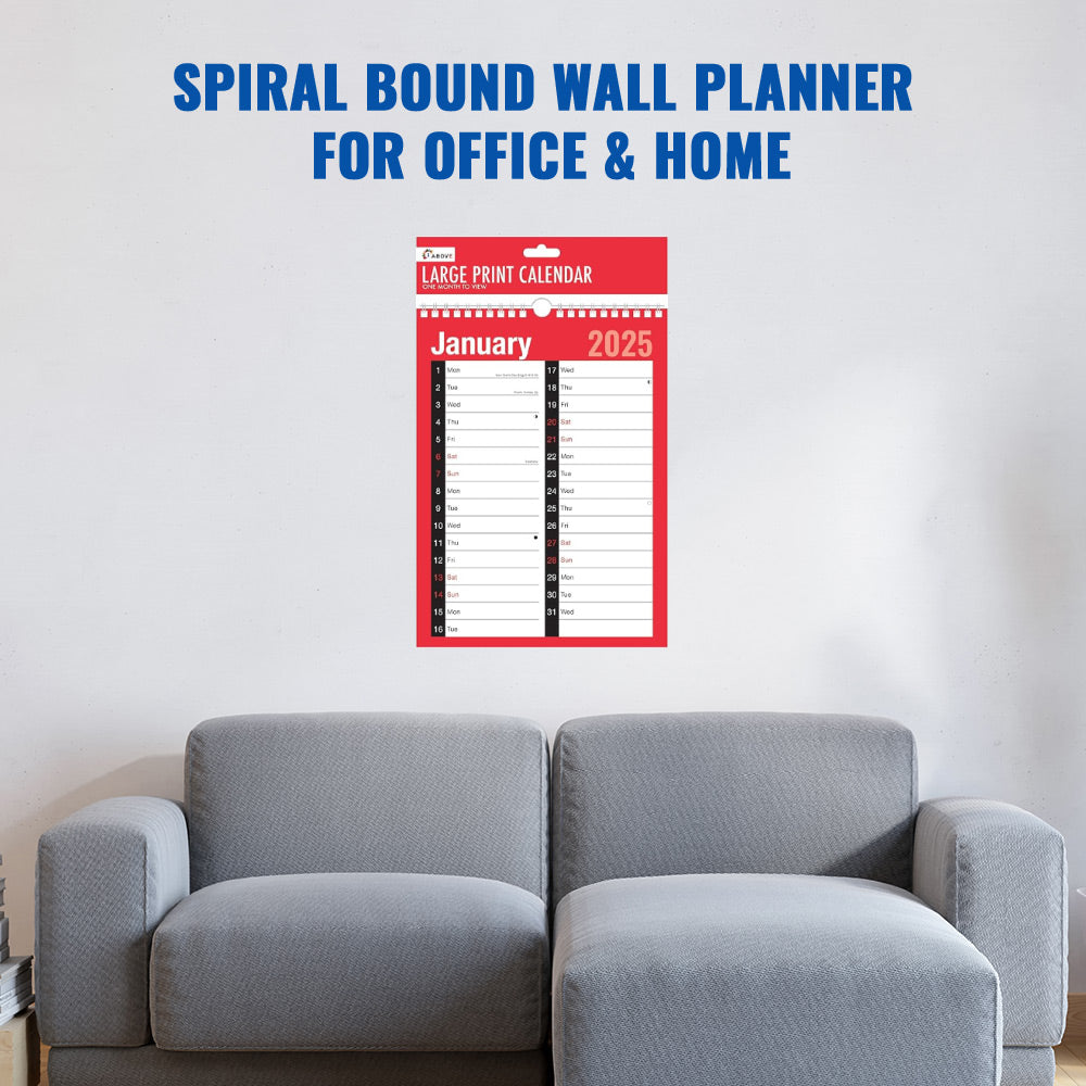 2025 A4 Month to View Calendar for Office & Home