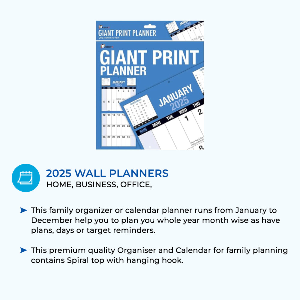 2025 Giant Print Month To View Wall Calendar