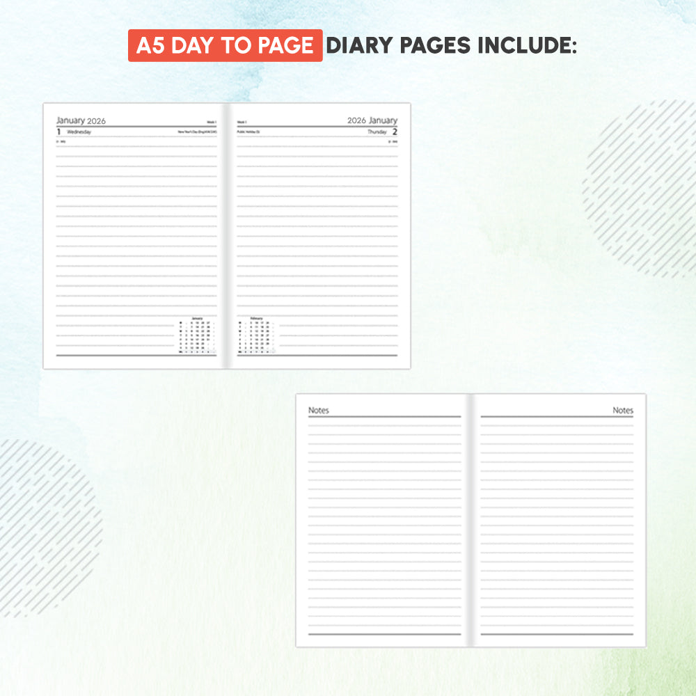 2026 A5 Day to Page Diary