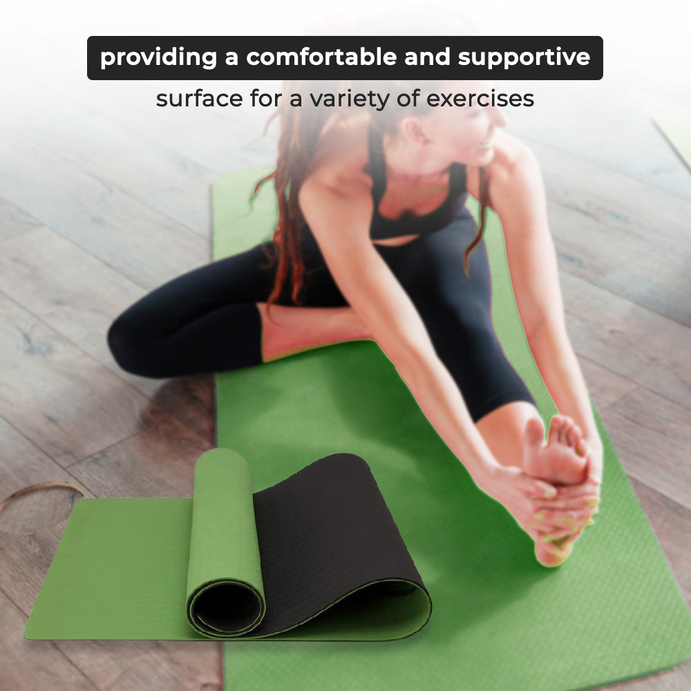 Green & Black TPE Yoga & Fitness Mat