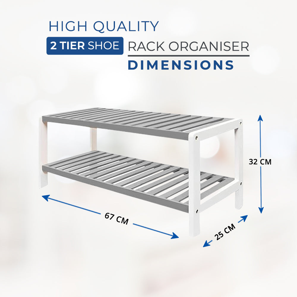 Dimension of 2 Tier Bamboo Shoe Rack and Plant Stand