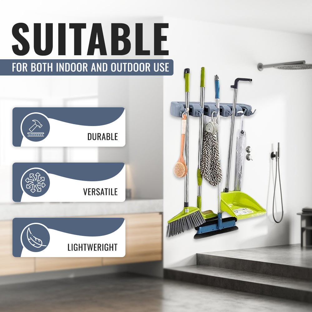Durable Wall Mounted Mop & Broom Organizer