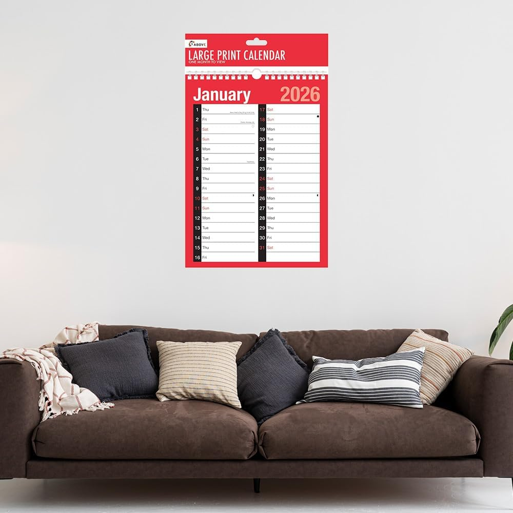 2026 A4 Month to View Calendar