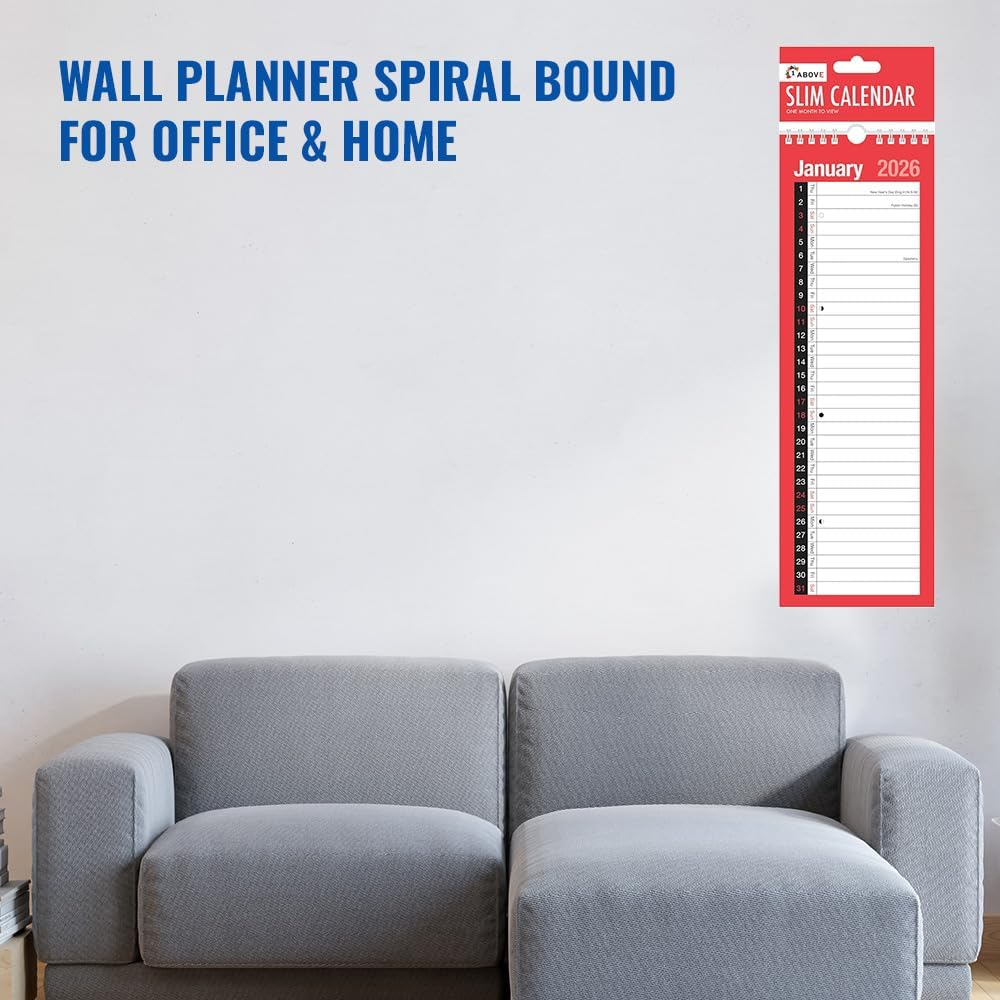 2026 Slim Calendar Wall Planner