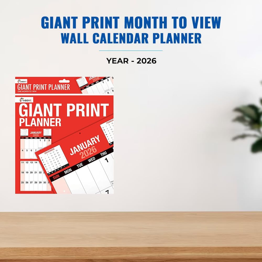 2026 Giant Print Month To View Wall Calendar