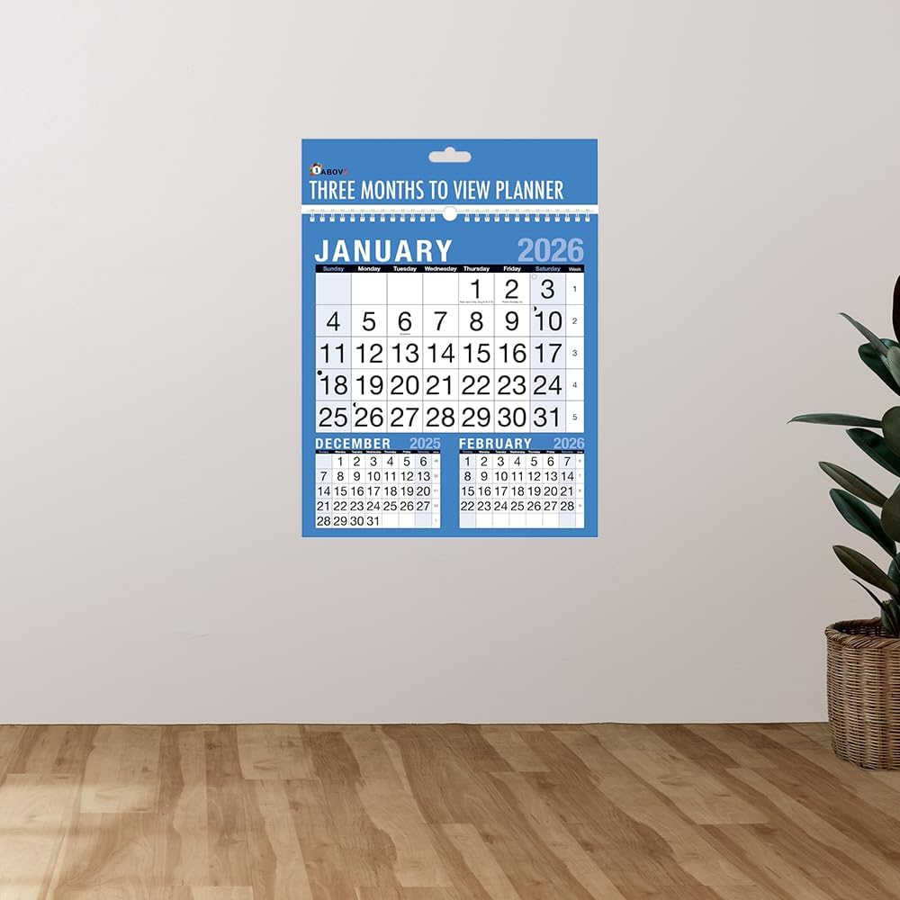 Year 2026 - 3 Month to View Calendar