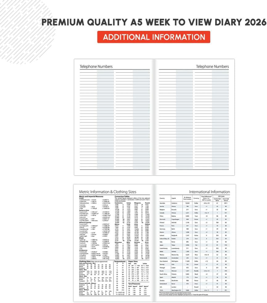 A5 Week to View Diary