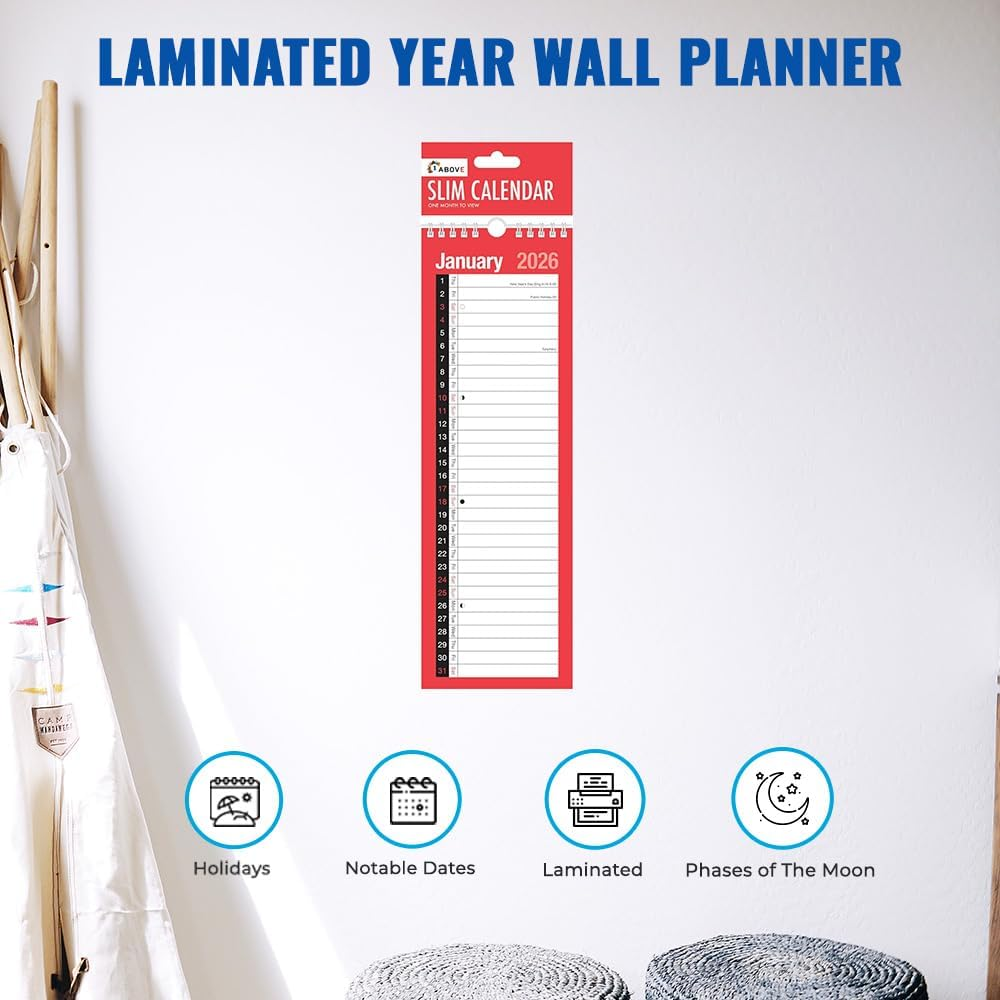 2026 Slim Calendar Wall Planner