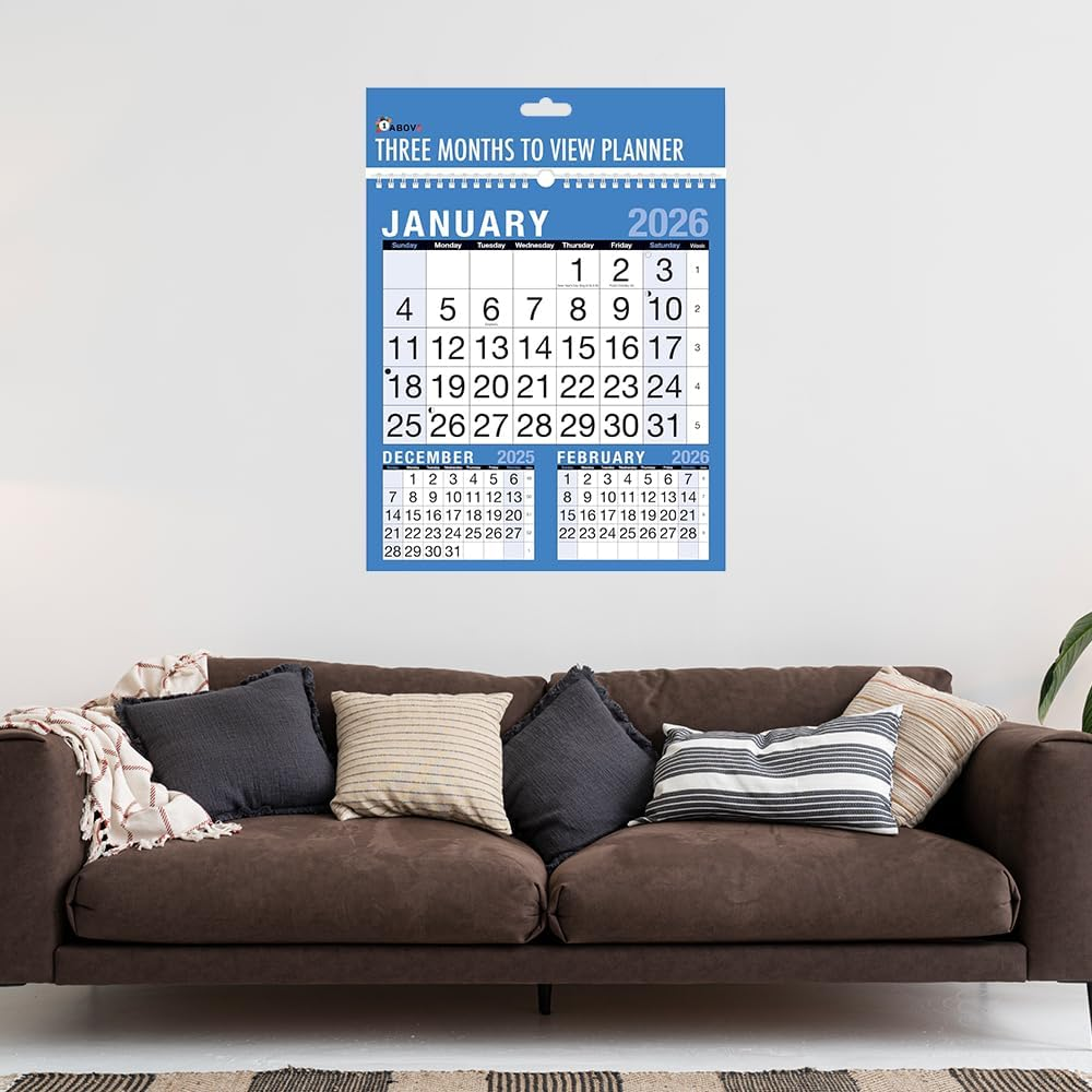 Year 2026 - 3 Month to View Calendar