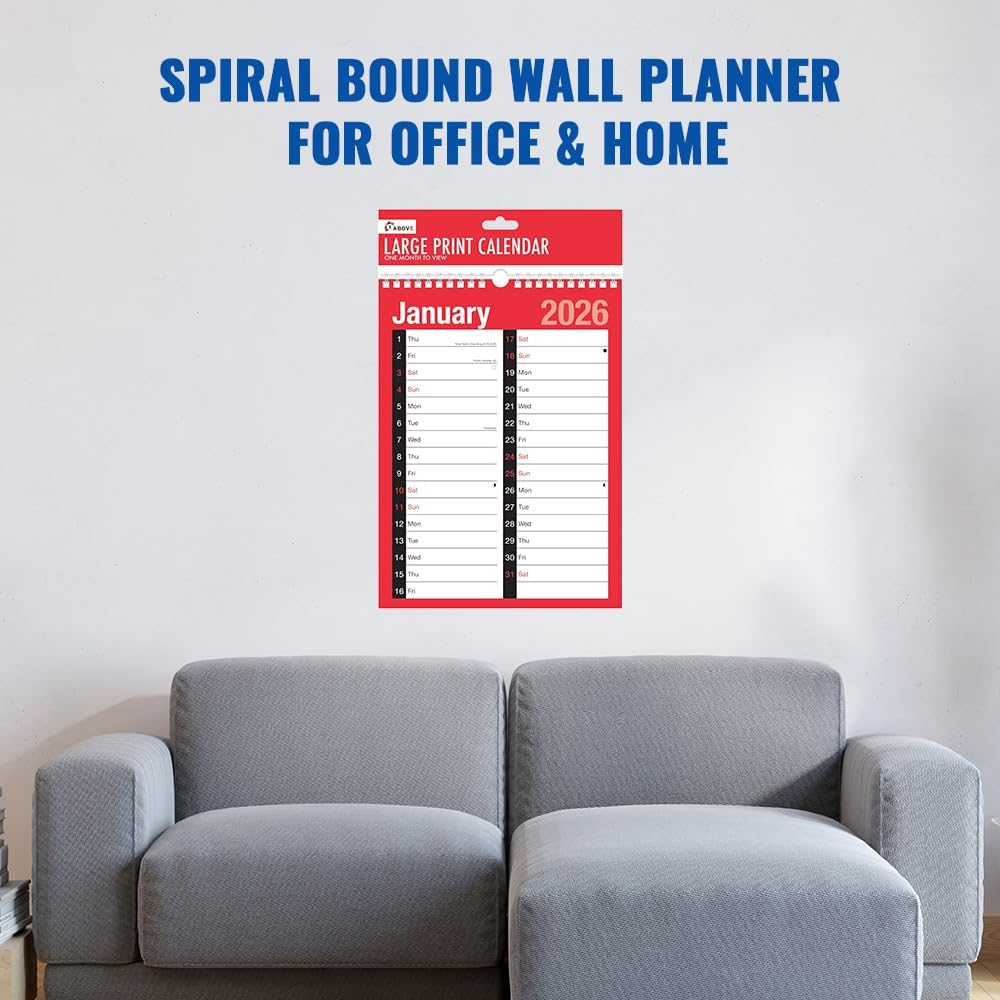 2026 A4 Month to View Calendar