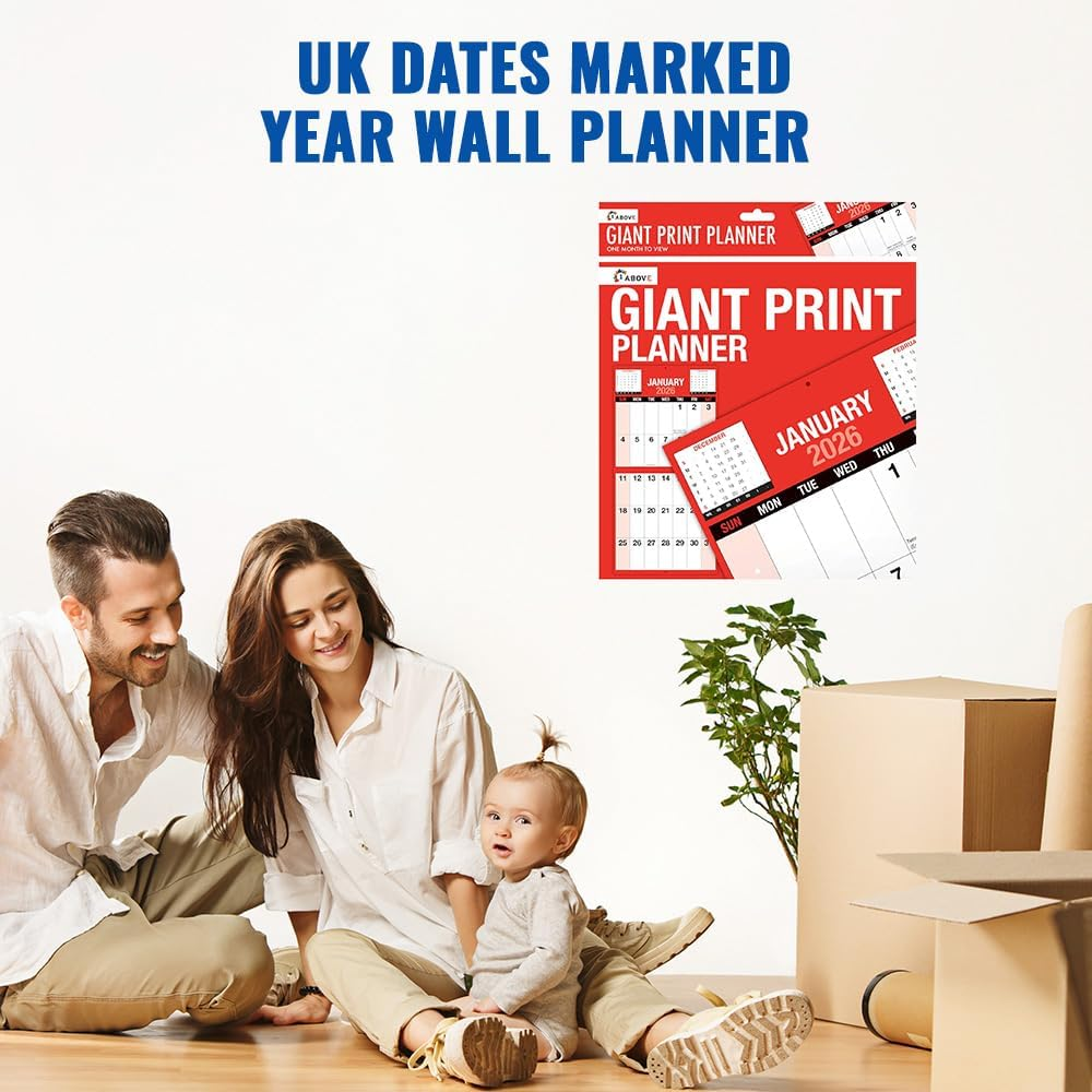 2026 Giant Print Month To View Wall Calendar