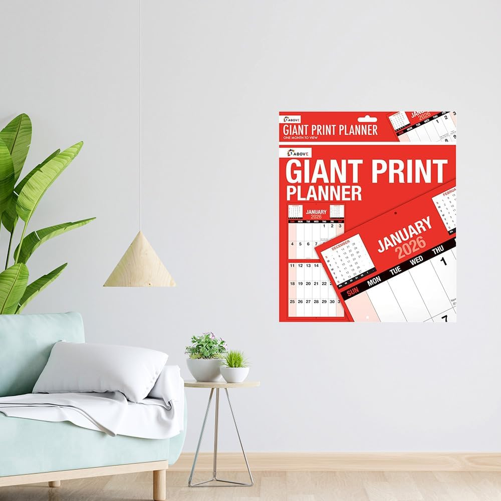 2026 Giant Print Month To View Wall Calendar