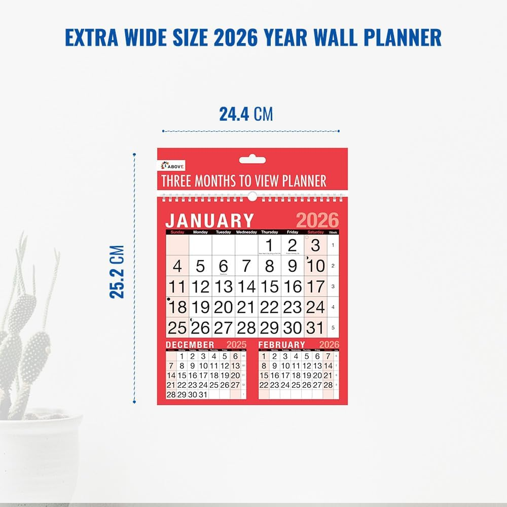 Year 2026 - 3 Month to View Calendar