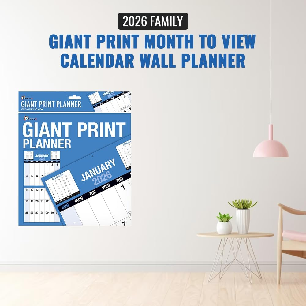 2026 Giant Print Month To View Wall Calendar