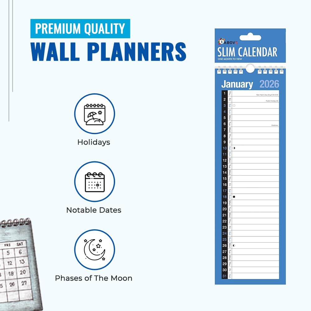 2026 Slim Calendar Wall Planner