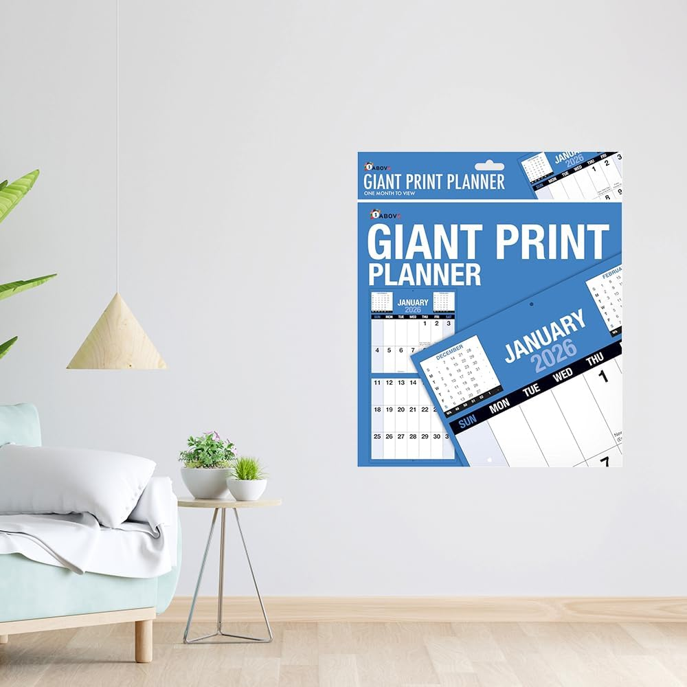 2026 Giant Print Month To View Wall Calendar