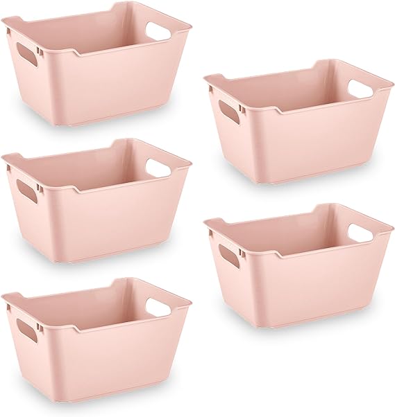 Pink 6L 5PK Plastic Studio Storage Baskets