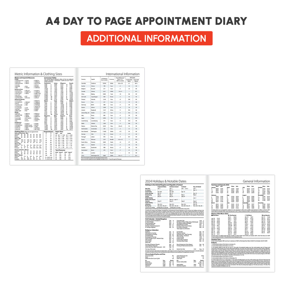 A4 Day to Page Appointment Diary