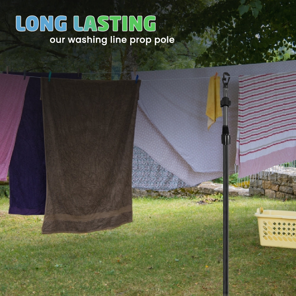 Extending Washing Line Prop Pole - Black