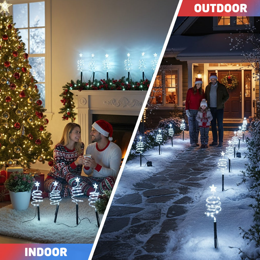 LED Christmas Tree Spiral Stake Lights – 4 Piece