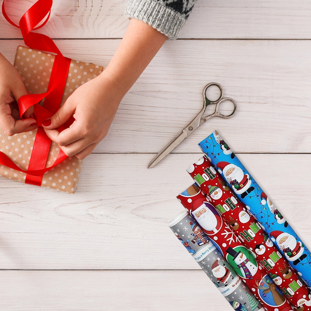 Pack of 4 Christmas Character Gift Wrapping Paper Rolls