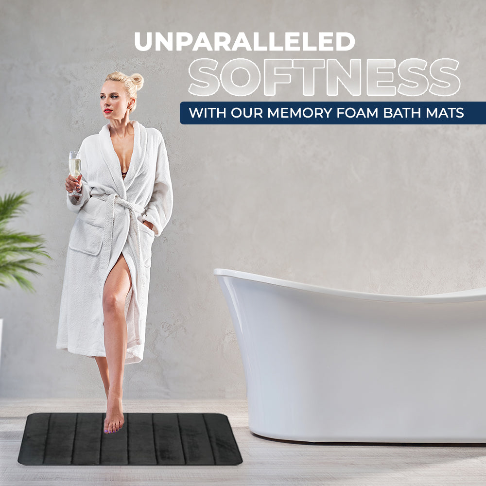 Dark Grey Non Slip Bath Mat Set 