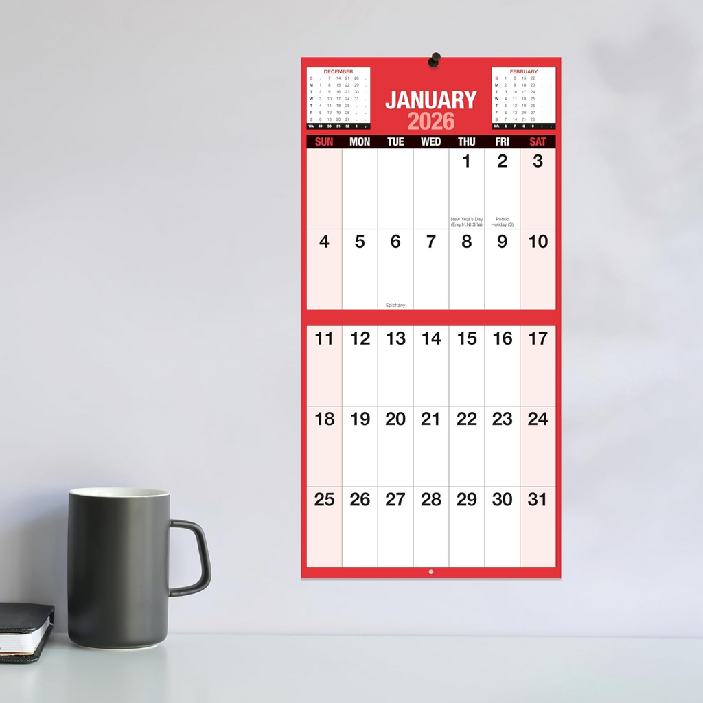 2026 Giant Print Month To View Wall Calendar