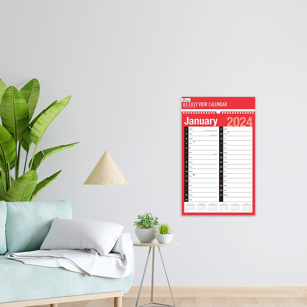 A3 Month to View Calendar