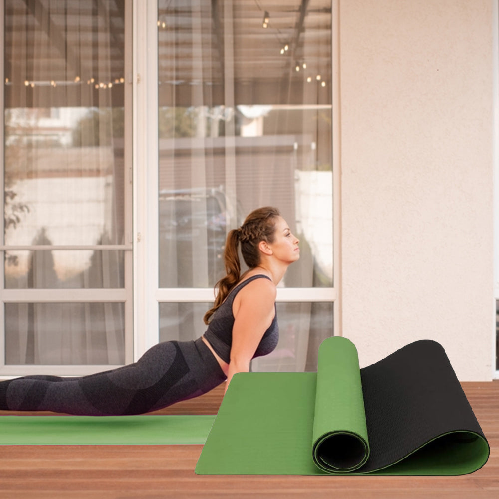 Green & Black TPE Yoga & Fitness Mat