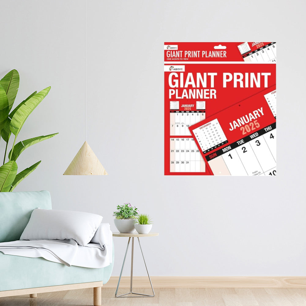 2025 Giant Print Month To View Wall Calendar