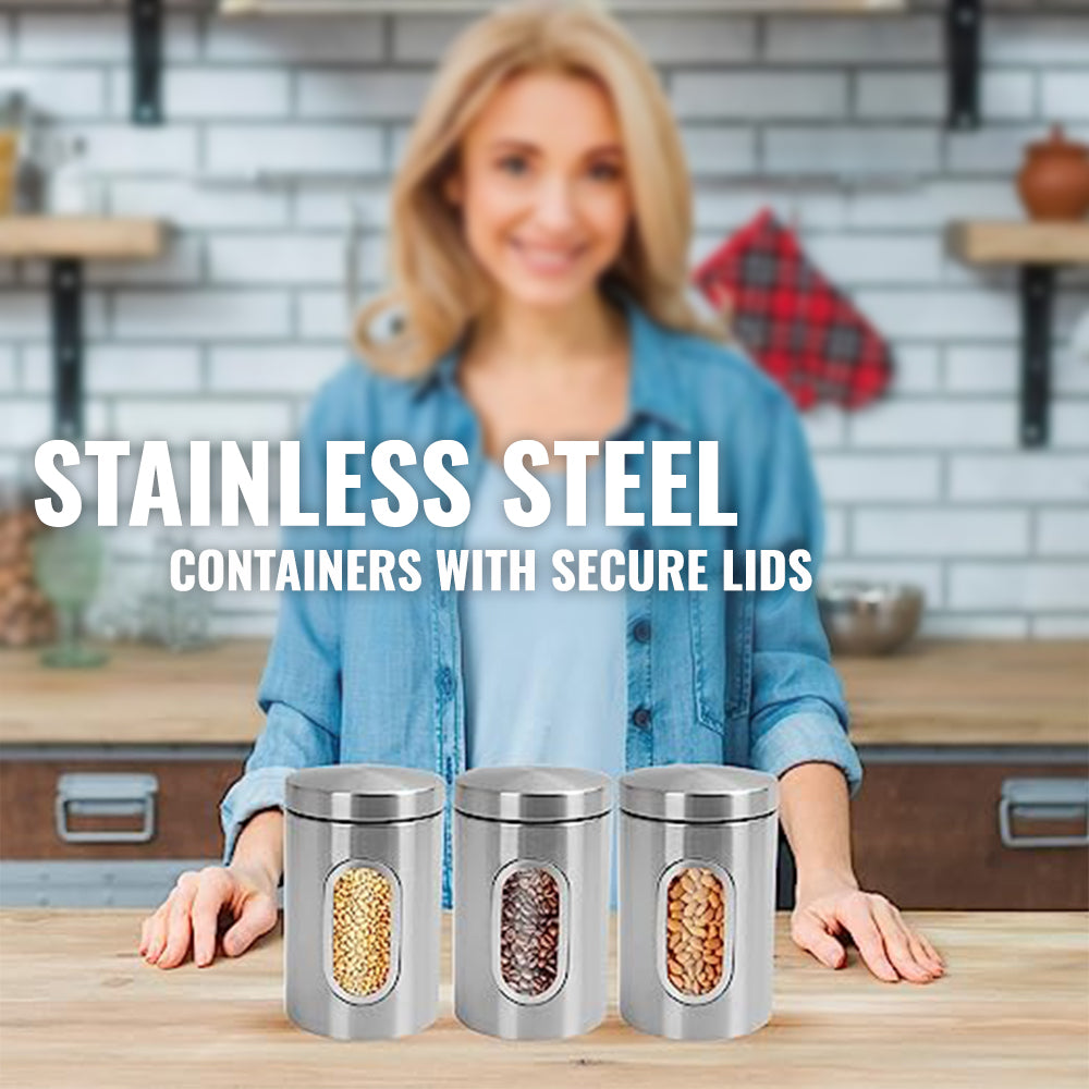Stainless Steel Containers with Secure Lids